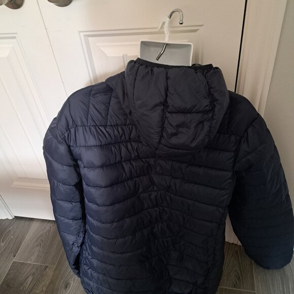 NWT Hawke & Co Men’s Featherless Fill Puffer lightweight hooded packable blue XL - Picture 2 of 11